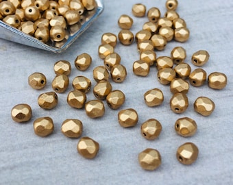 4mm Aztec Gold | Fire Polished Czech Glass Beads | 50 Pcs