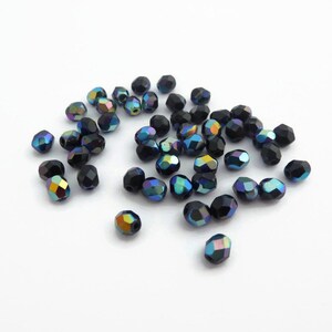 4mm Jet Black AB Fire Polished Czech Glass Beads 50 Pcs image 8