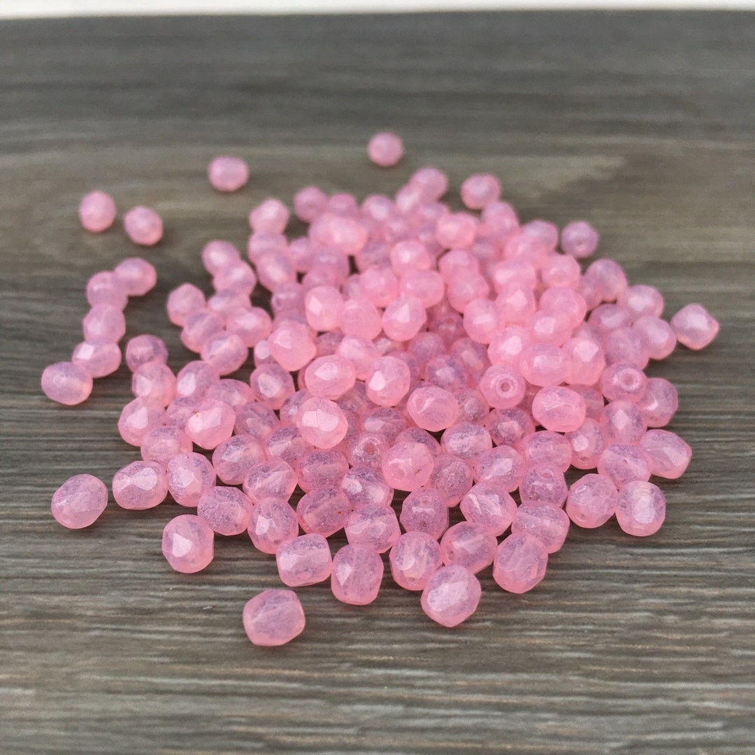 4mm Light Pink Cloudy Milky Pink Fire Polished Czech Glass - Etsy