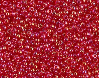 11/0 Miyuki Transparent Rainbow Red AB Dark - 10g Seed Bead Miyuki 254d Beading Bead Weaving Supplies