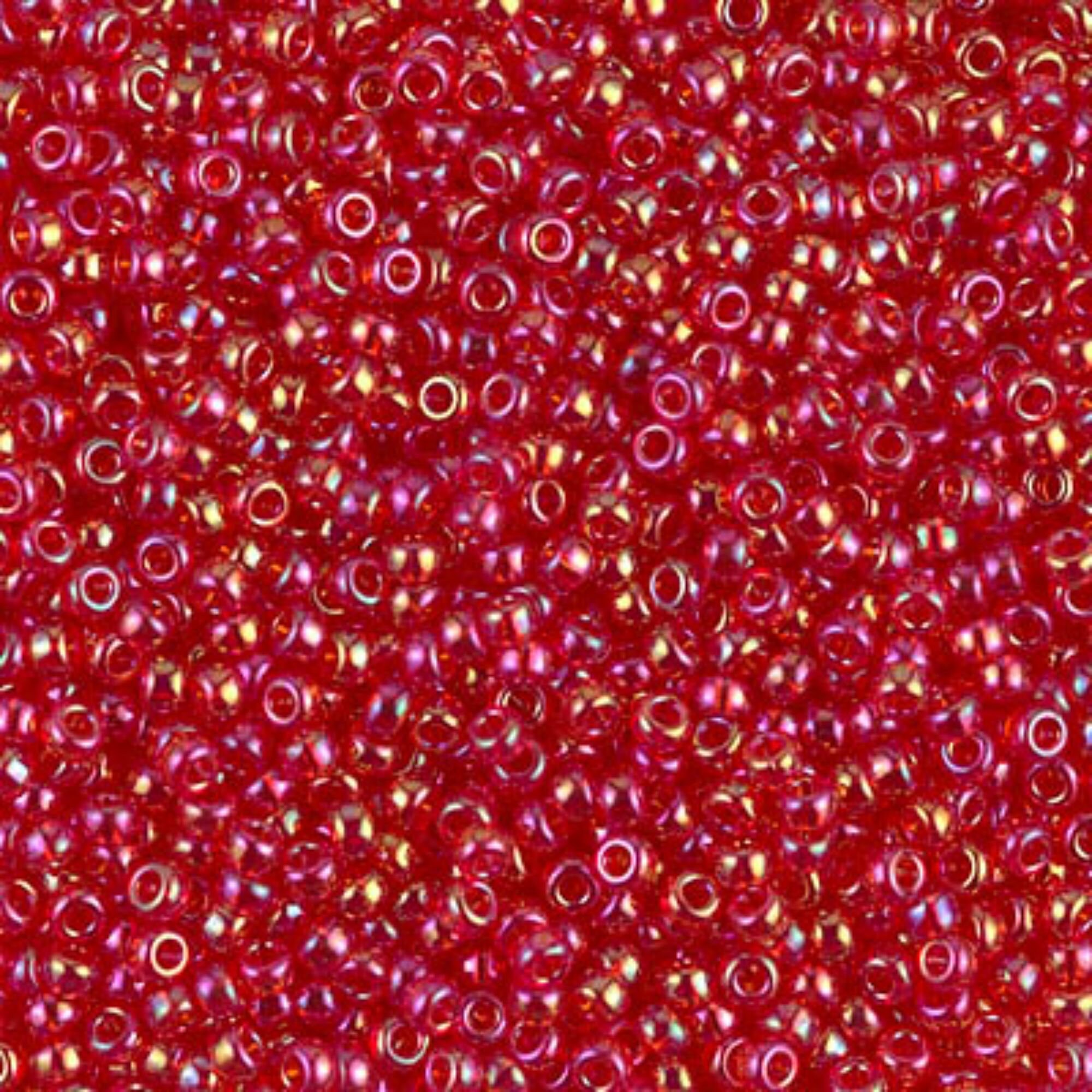 Miyuki 110 Round 11-0140FR Miyuki 110 Rocaille Red Transparent Matte Rainbow R11B-0140FR