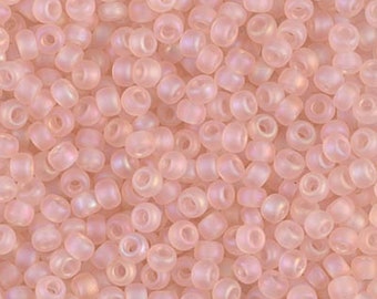 8/0 Miyuki Matted Transparent Pale Pink AB - 10g Seed Bead Miyuki 155FR Beading Bead Weaving Supplies