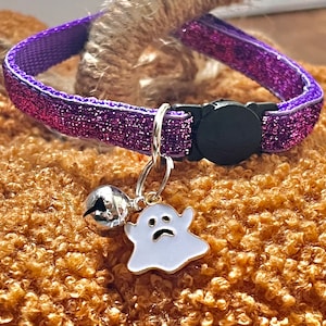 Ghost cat collar cult witches cat BREAKAWAY collar (great for anytime,but especially Halloween)