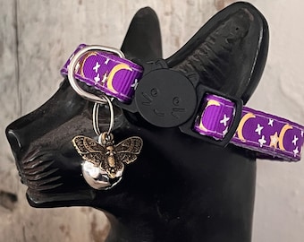 Luna moth cat collar cult witches cat BREAKAWAY collar (great for anytime,but especially Halloween)