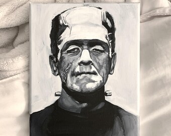 フランケンシュタイン　絵画　アクリル絵画 フランケンシュタインの怪物のキャンバス画 - Etsy 日本