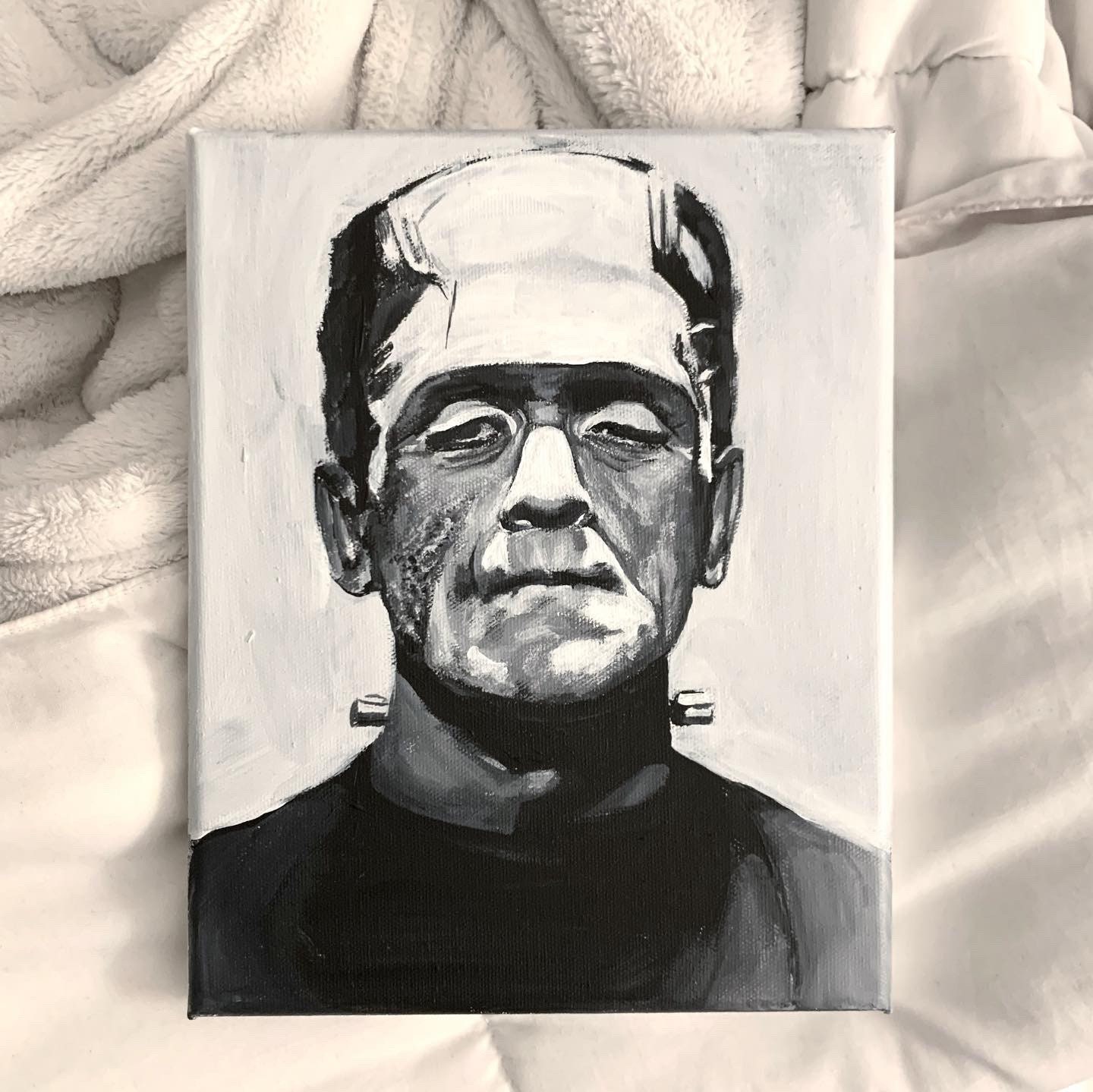 フランケンシュタイン　絵画　アクリル絵画 フランケンシュタイン 絵画 アクリル絵画 手作りのフランケン