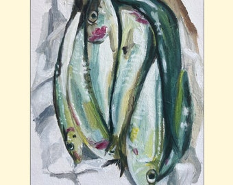 Painting of fish, sardines