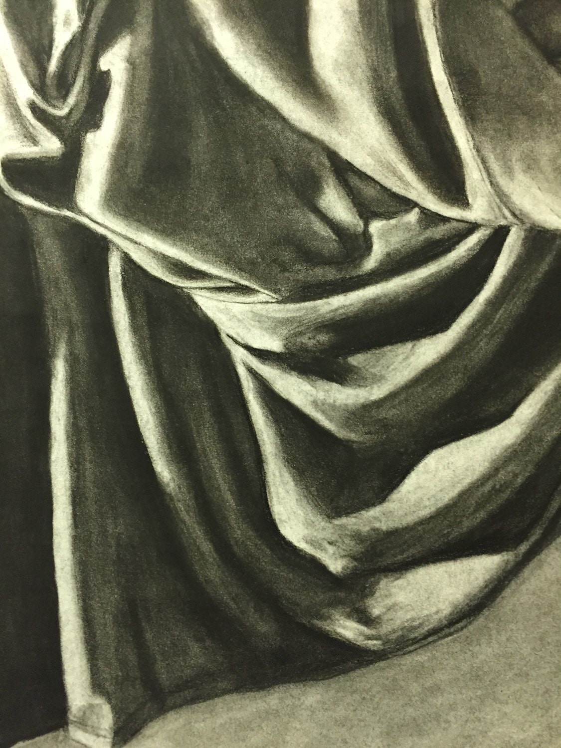 Draped Fabric Charcoal Drawing Etsy