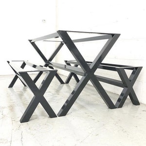 X Table And Bench Frame by Designer Legs - Rustic Steel Metal Industrial