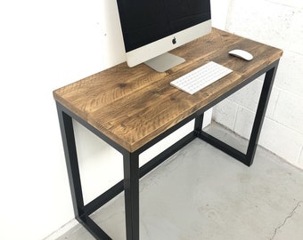 Reclaimed  Rustic Office Desk Steel Industrial Scaffold Depth 43cm