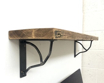 Rustic reclaimed shelves with handmade bespoke brackets