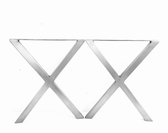 X Frame Steel Table Legs, Modern Industrial Design (Pair)