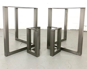 Industrial Steel Table Legs, Rustic Metal Bench Legs (Pair)