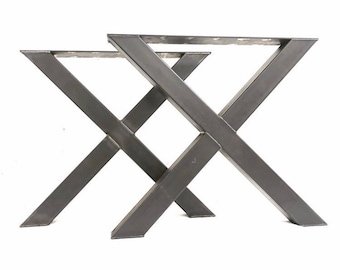 X Frame Steel Table Legs (Pair): Heavy Duty Industrial Design