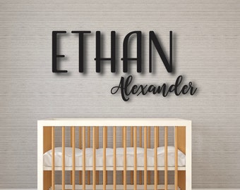 Custom wood name sign, Nursery name sign, first and middle name, 3D Nursery Name Sign, Wooden Name Cutout, Personalized Nursery Decor