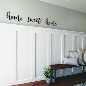 home sweet home 3D sign Wood Sign / Laser Cut Farmhouse Decor / entry way sign /Large word Feature Wall Art Cursive Words /wood word cut out