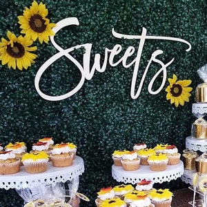 Sweets 3D Wood Sign, Wood word cut out, Laser Cut Wedding dessert table candy buffet baby shower reception bridal shower wooden wall hang