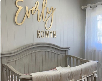 Nursery Name 3D Wood Sign / Cursive Name Laser Cut, Custom Name Feature Wall Art Script Font, Wood word cut out, modern, elegant decor, Gift