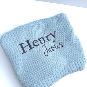 Embroidered Baby Blanket, Soft Cotton Knit Baby Blanket, Custom Baby Name Blanket, Baby Shower Gift, Newborn Blanket, Keepsake Gift for Baby