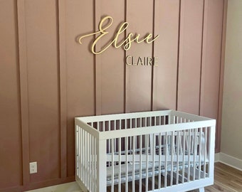 Nursery Name 3D Wood Sign / Cursive Name Laser Cut, Custom Name Feature Wall Art Script Font / Wood word cut out / Laser Cut Baby name, Gift