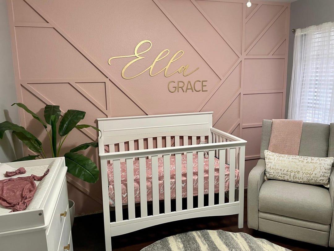 Nursery Name 3D Wood Sign / Cursive Name Laser Cut, Custom Name Feature Wall Art Script Fo
