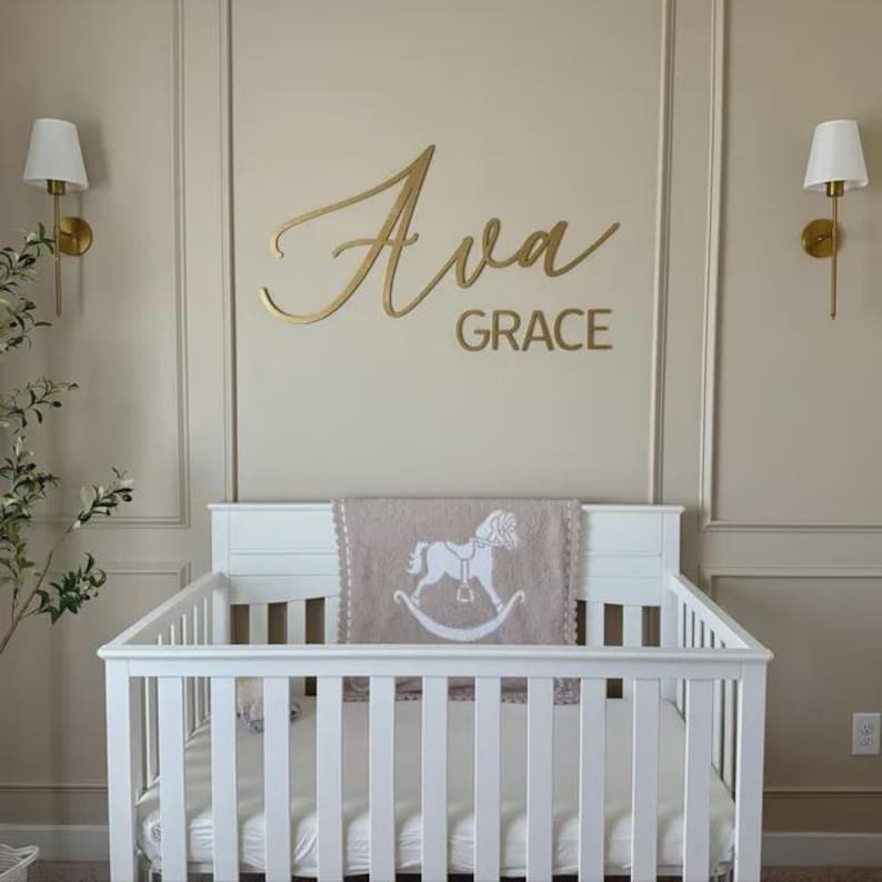 Nursery Name 3D Wood Sign / Cursive Name Laser Cut, Custom Name Feature Wall Art Script Font / Wood word cut out / Laser Cut Baby name, Gift image 12