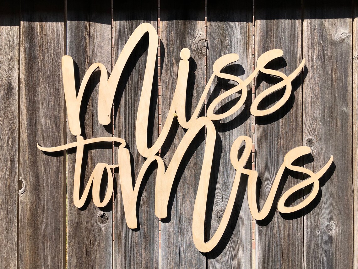 Miss to Mrs sign wood cut out / Bridal Shower decor Laser Etsy