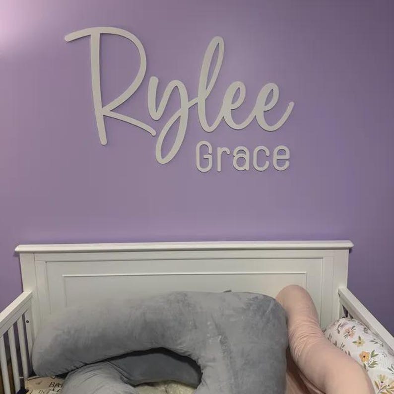 Nursery Name 3D Wood Sign / Cursive Name Laser Cut, Custom Name Feature Wall Art Script Font / Wood word cut out / Laser Cut Baby name, Gift image 15