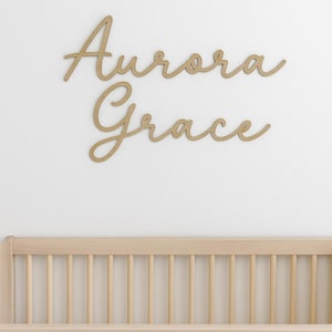Nursery Name 3D Wood Sign / Cursive First and middle name signature font / Floating wall mounted crib change table decor / Cursive font gift