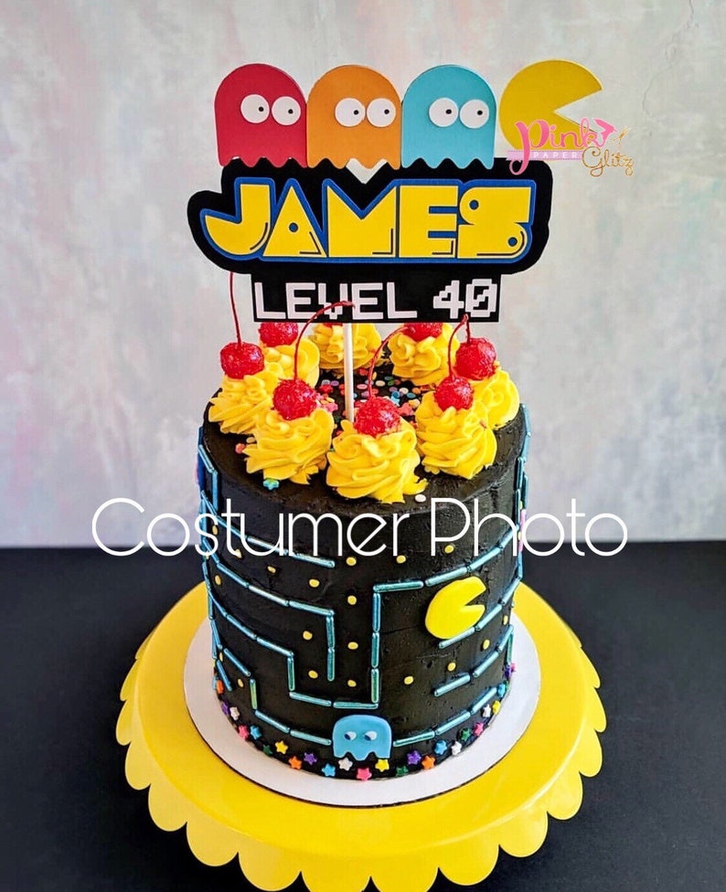 80s Cake Topper Pac Man Inspired Cake Topper Pac Man Etsy