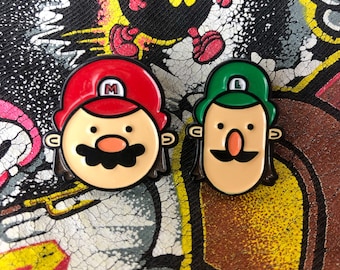 Cute Mario And Luigi Head Enamel Pins