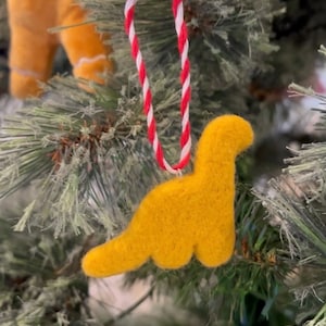 Mini llavero de peluche de dinosaurio de fieltro o adorno navideño