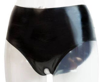 Black Latex Rubber Crotchless Bikini Panties Briefs Knickers Fetish Wear