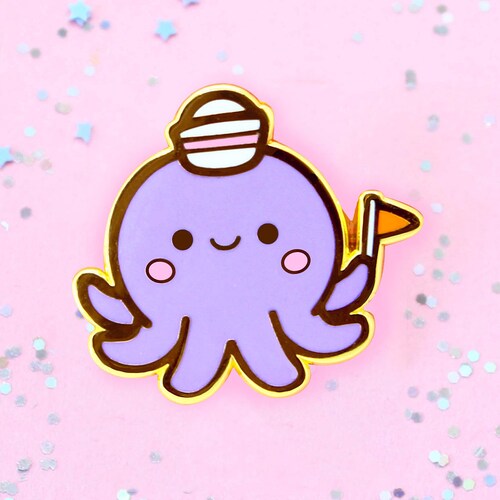 Cute Small Kawaii Octopus Hard Enamel Gold Lapel Pin - Etsy