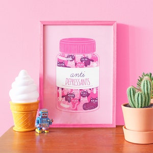 Cats Anti Depressants Poster A3 Ecological Paper