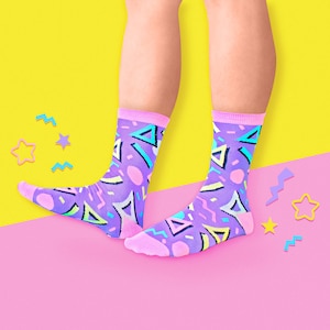 Uniseks katoenen gebreide sokken met ronde hals - op jaren 90 geïnspireerd Kawaii One Size Fits All