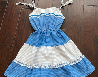 Vintage Striped Lace Prairie Jane Darling Youth Girls Dress