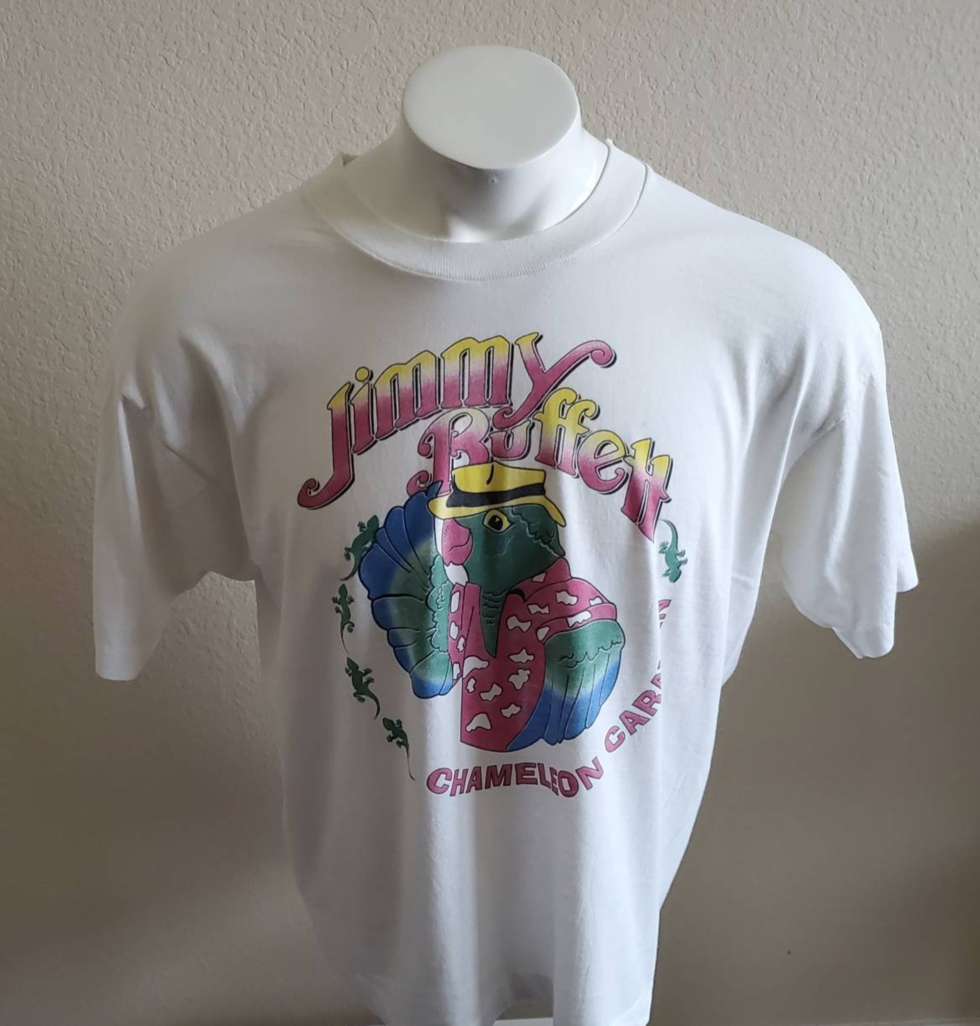 Discover Vtg 1993 Jimmy Buffet Chameleon Caravan Margaritaville Parrot Country Pop Rock t shirt