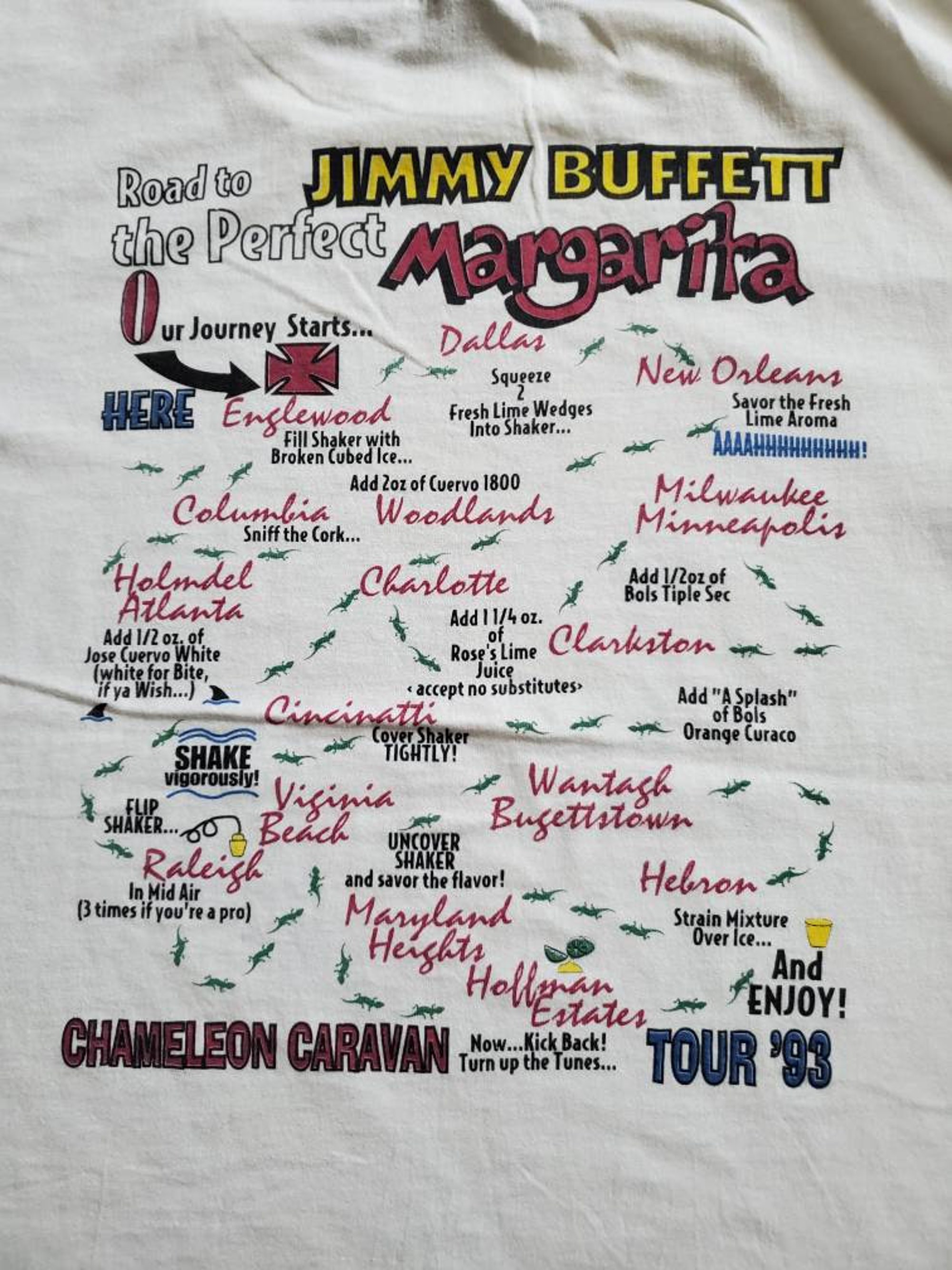Discover Vtg 1993 Jimmy Buffet Chameleon Caravan Margaritaville Parrot Country Pop Rock t shirt
