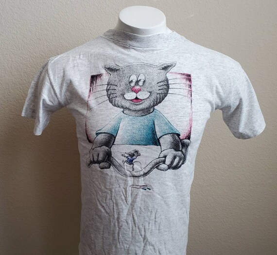 Vintage 80s Cat Kitten Mouse Cat Lover Shirt Pussy
