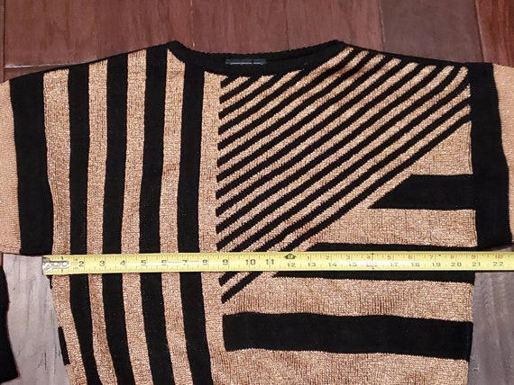 80s Vtg Funky Shimmer Striped Geometric Pattern S… - image 6