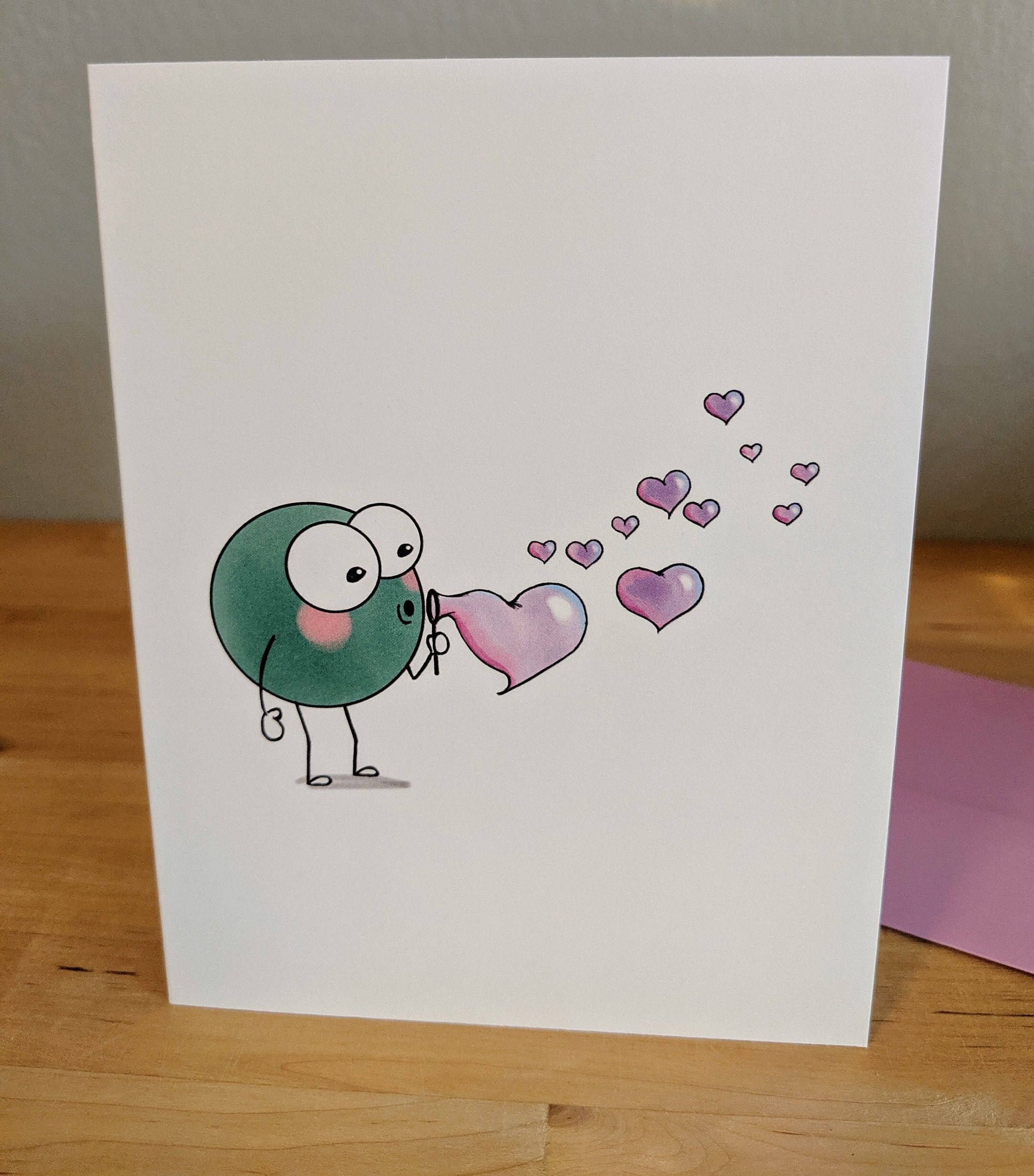Romantic CardI Love YouValentine Soul Bugs Wordless Greeting Card Note Card with Envelope