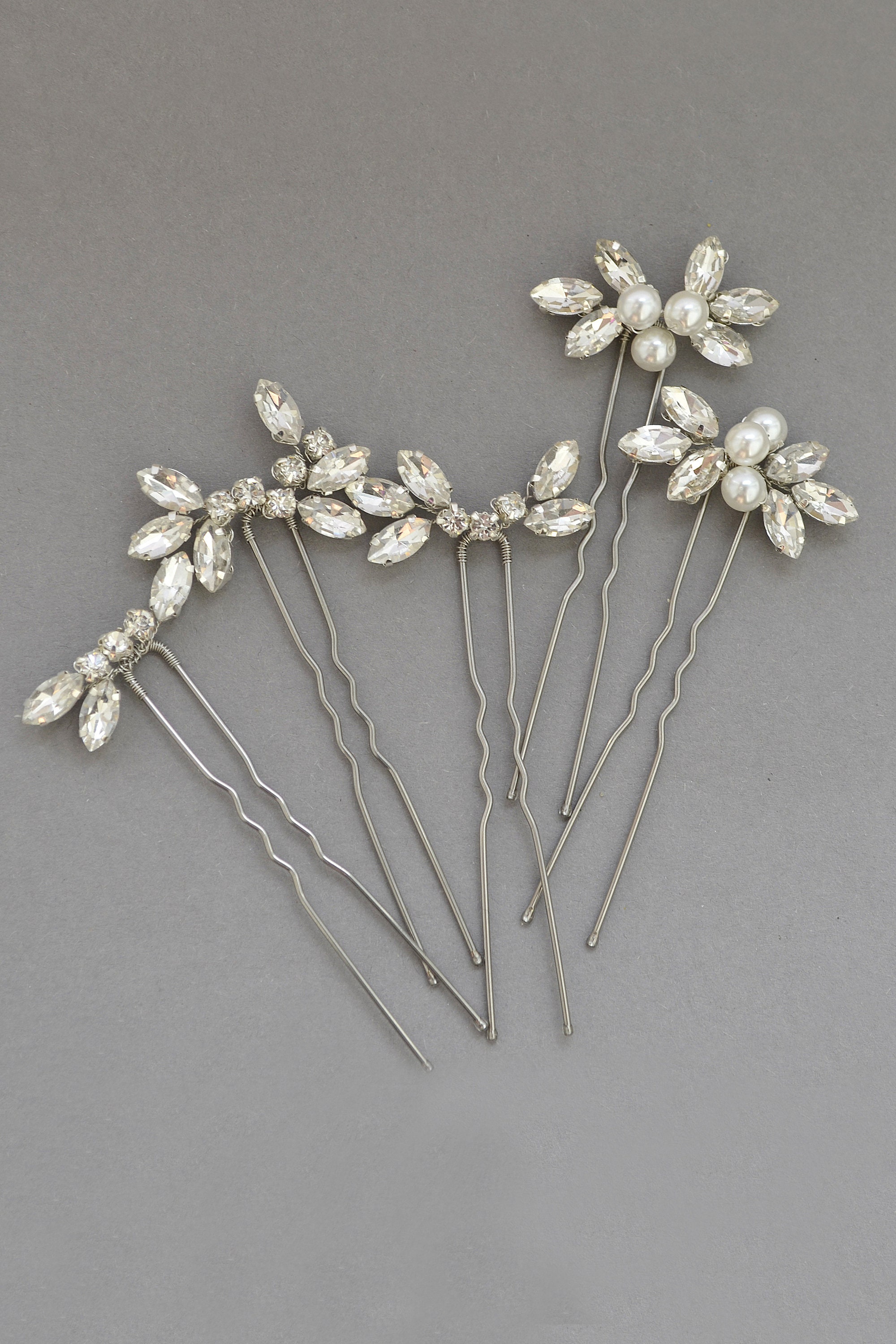 Rhinestone bridal hair pins set Wedding head piece for bride Etsy
