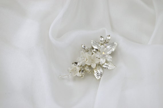 Simple delicate piece for short hair Hollywood waves clip Crystal bridal hair clip