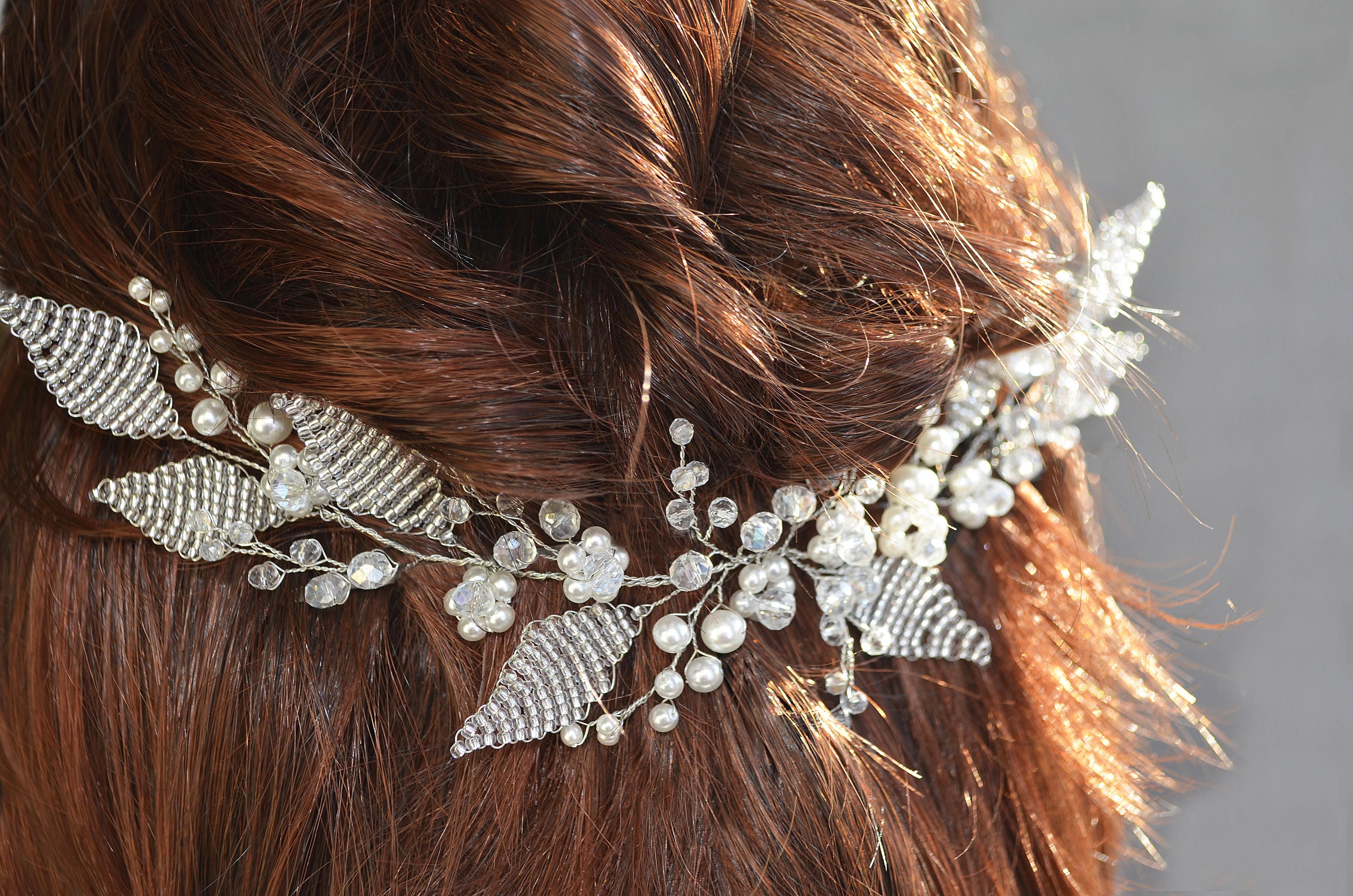 Bridal hair piece Wedding hair vine Wedding Flower headpiece Etsy