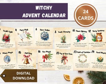 Witchy Advent Calendar - 24 Days of Christmas Magic & Rituals, Printable PDF