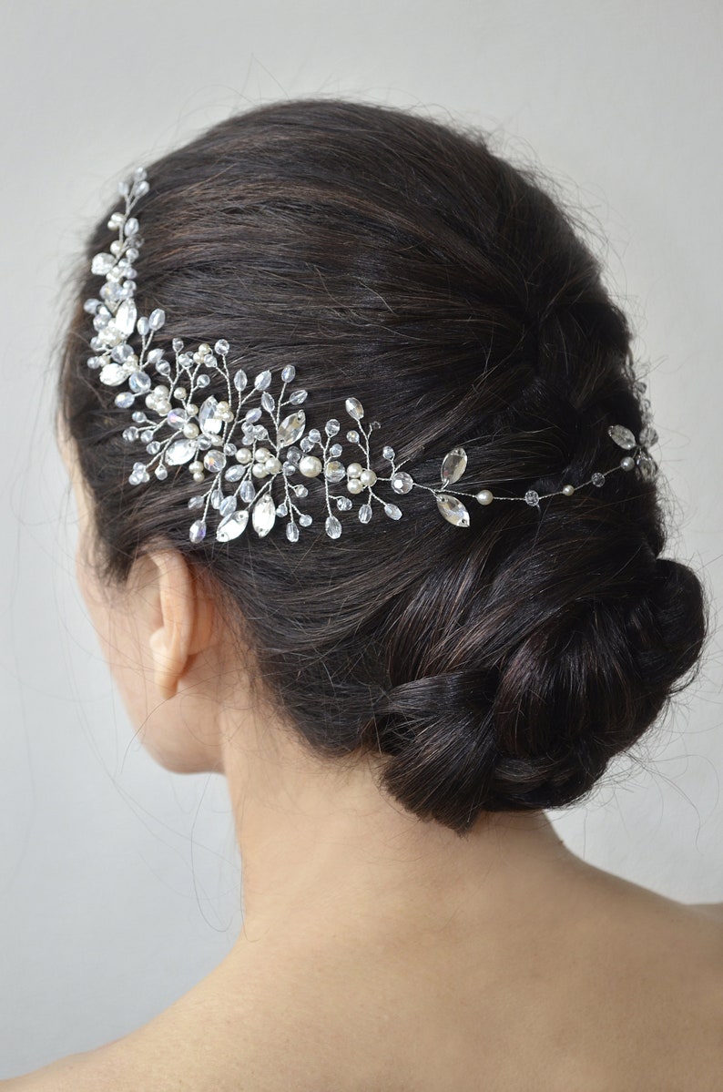 Bridal hair piece Wedding crystal long hair vine Hair jewelry Etsy