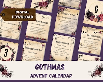 Gothmas Advent Calendar Printable - 24 Gothic Witchcraft Ritual Cards