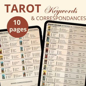 Tarot Keywords Cheat Sheets - Digital Journal - Guides for Tarot Card Meanings - Upright and Reverse keyword - Beginner or advanced readers