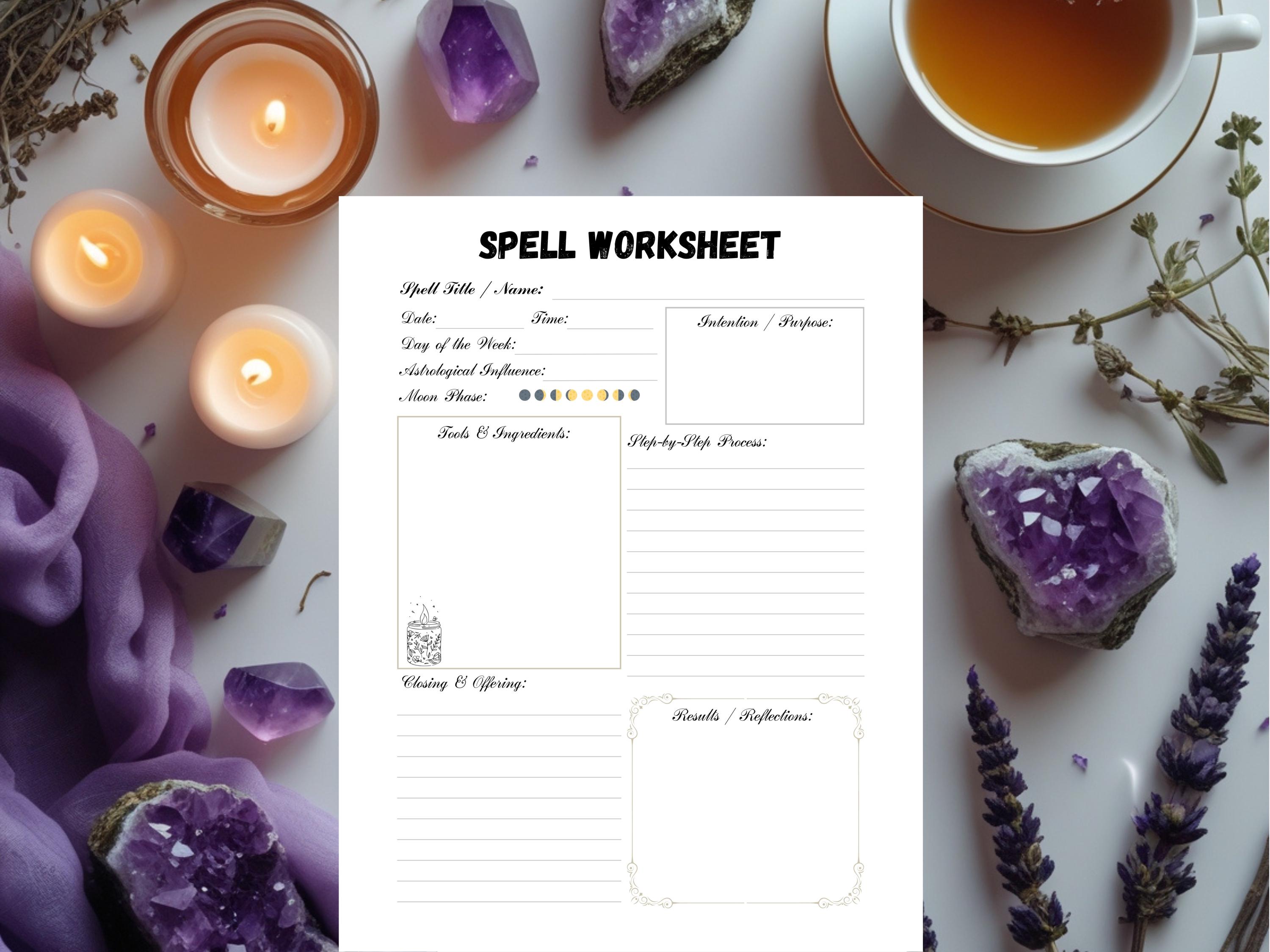Savoring Rituals Worksheet Spell & Ritual Worksheets | Printable Grimoire and Book of Shadows ...